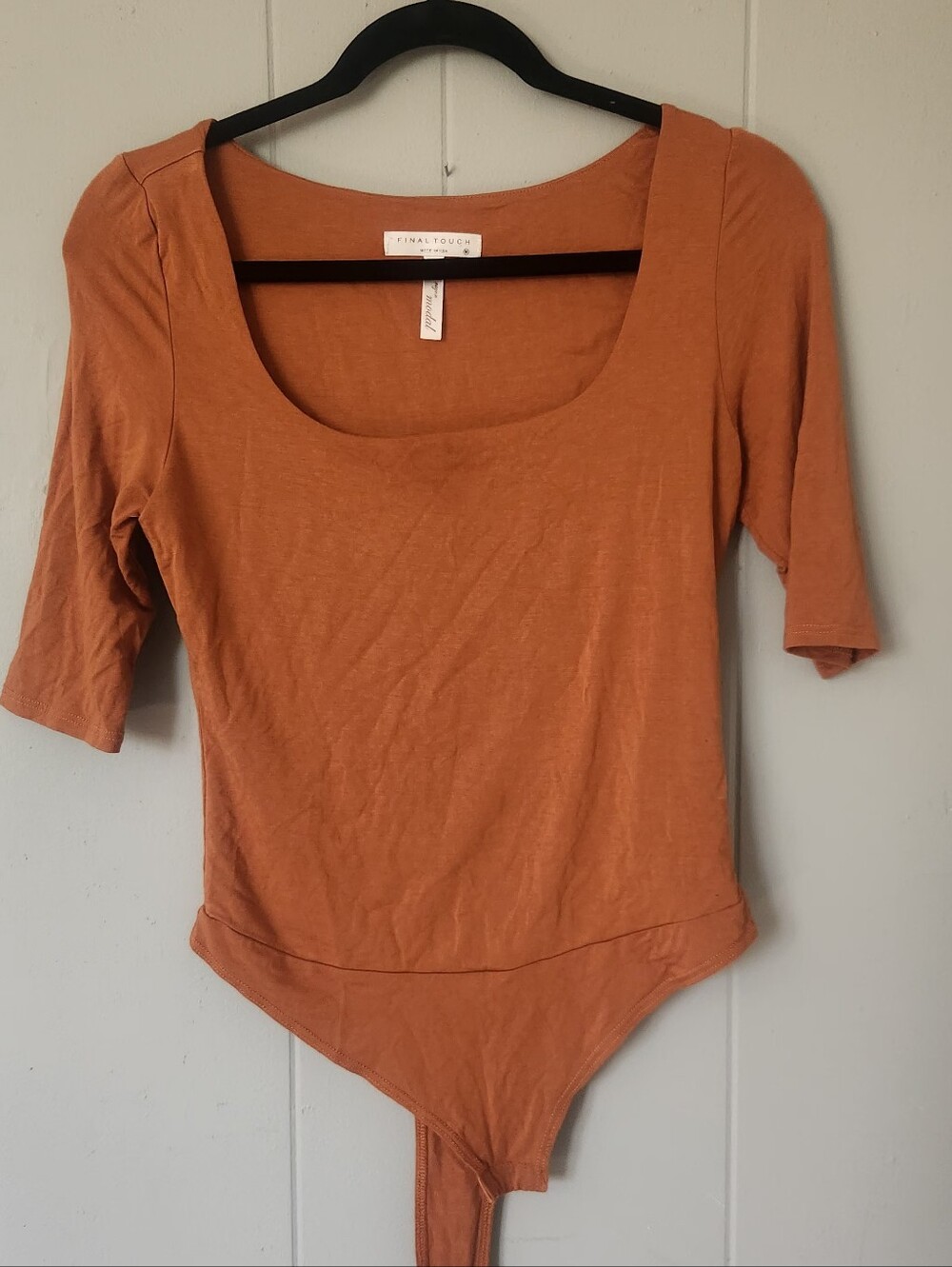 Final Touch Burnt Orange Scoop Neck Women's Bodysuit NWOT